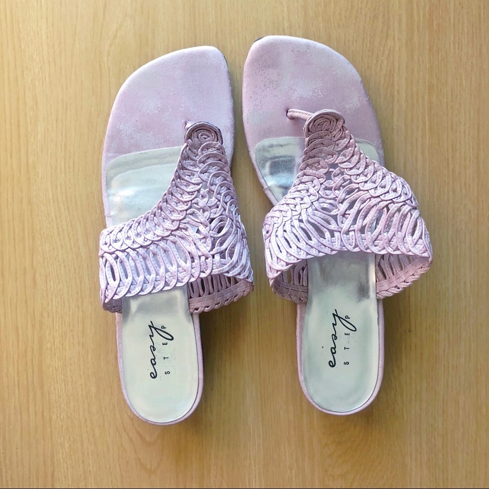 Pink Black Crotchet Pattern Sandals